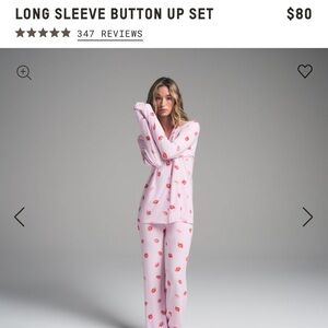 SKIMS Sleep Long Sleeve Button Up Set - Valentines Day Collection (NWT)